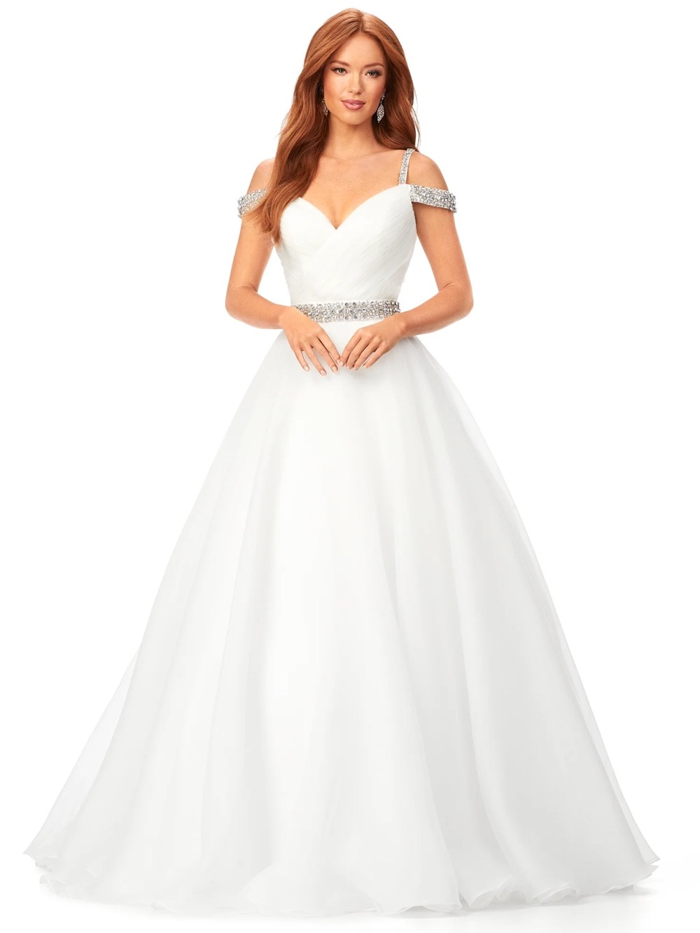 Beaded Off-Shoulder Ivory Bridal Ball Gown